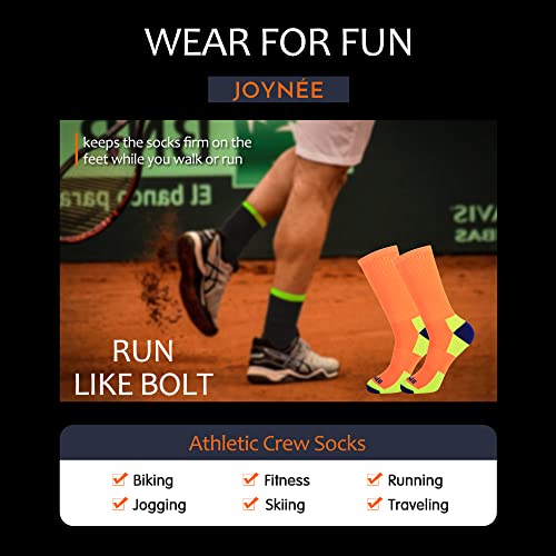 JOYNÉE Mens Athletic Crew Cushion Socks for Running and Workout 6 Pack,Multicolor,Sock Size:10-13 - Image 5