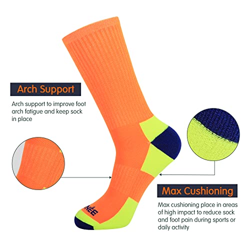 JOYNÉE Mens Athletic Crew Cushion Socks for Running and Workout 6 Pack,Multicolor,Sock Size:10-13 - Image 2