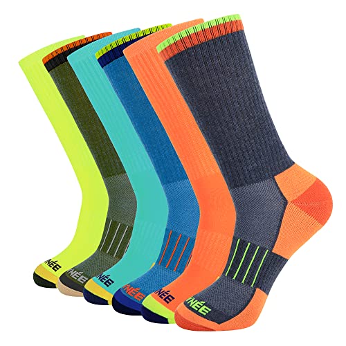 JOYNÉE Mens Athletic Crew Cushion Socks for Running and Workout 6 Pack,Multicolor,Sock Size:10-13 - Image 1