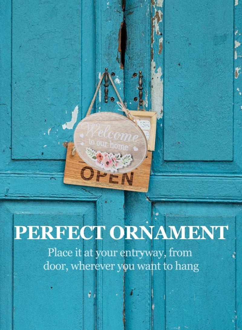 Y&D Welcome Plaque Wooden String Hanging Door Tag to Our Home Rustic Farmhouse Sign Decoration for House 19X14cm - Image 4