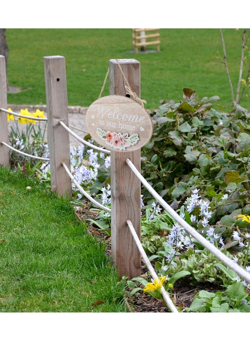 Y&D Welcome Plaque Wooden String Hanging Door Tag to Our Home Rustic Farmhouse Sign Decoration for House 19X14cm - Image 3