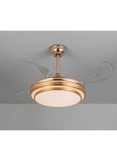 Aseel Modern golden chandelier with a fan and 3 lights