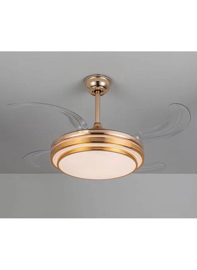 Aseel Modern golden chandelier with a fan and 3 lights
