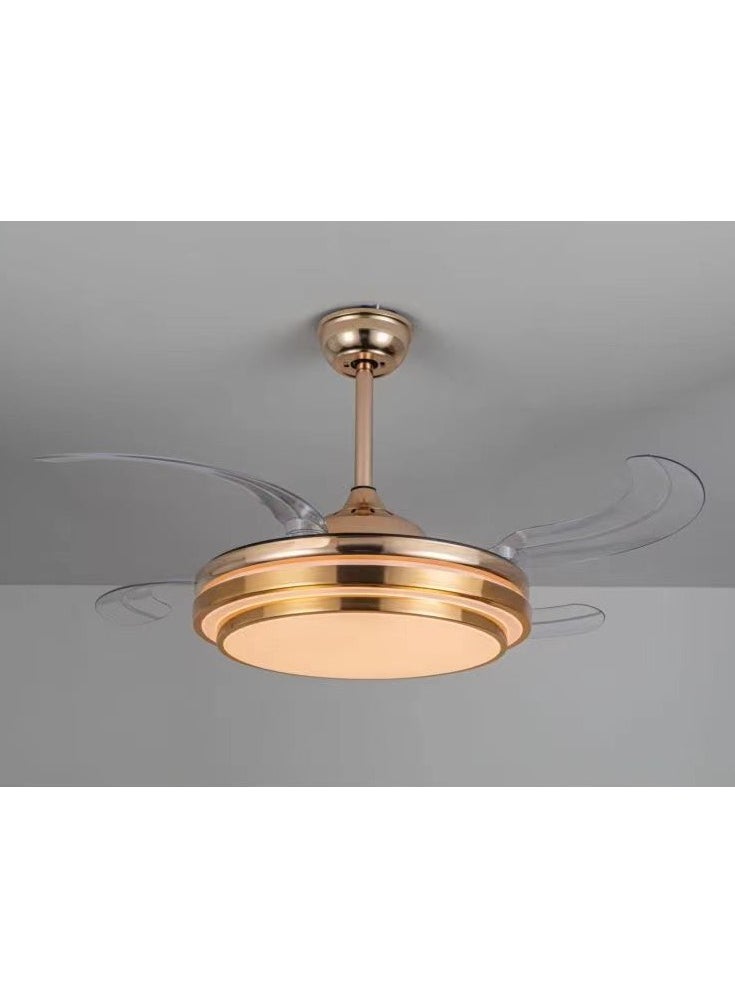 Aseel Modern golden chandelier with a fan and 3 lights