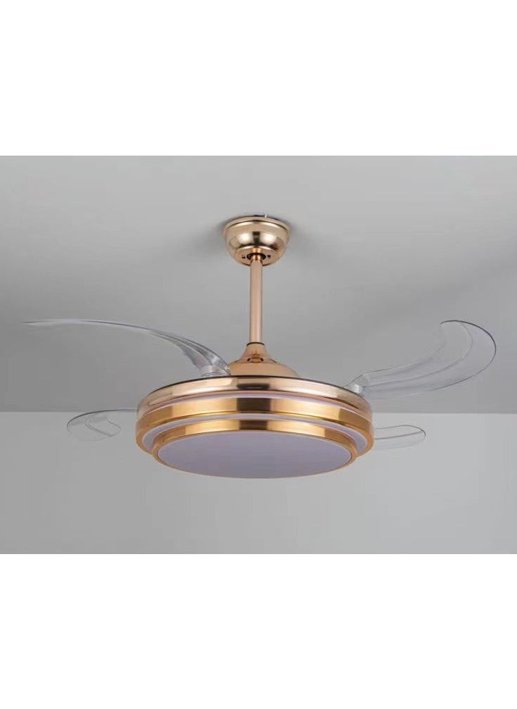 Aseel Modern golden chandelier with a fan and 3 lights