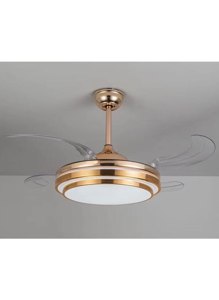Aseel Modern golden chandelier with a fan and 3 lights