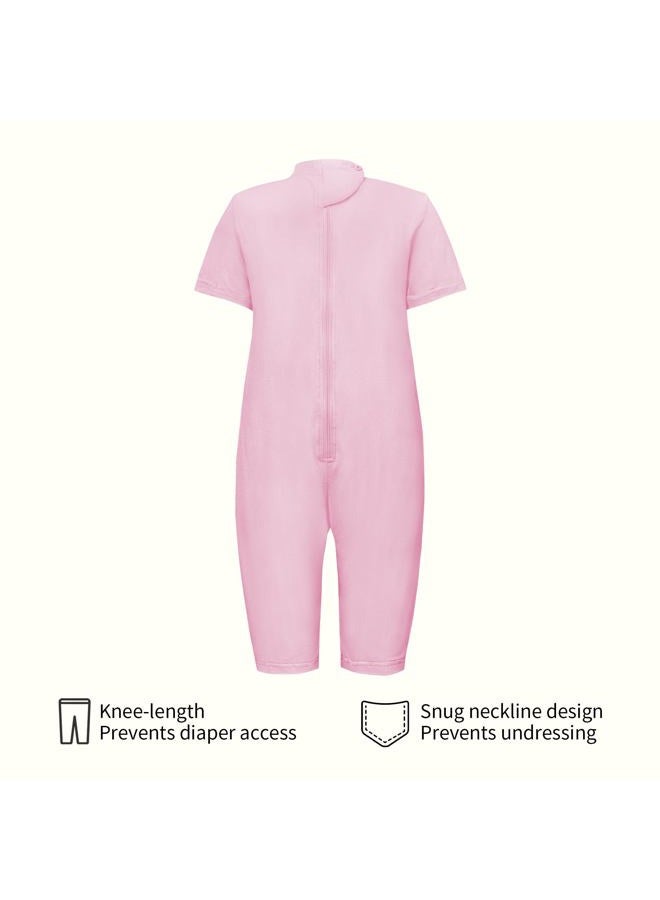 EEOST Adaptive Clothing for Kids Special Needs Autism Sensory Jumpsuit Anti-Strip Romper with Back Zipper Sizes 3-16 Years (Pink, 7-8 Years Old) - Image 3