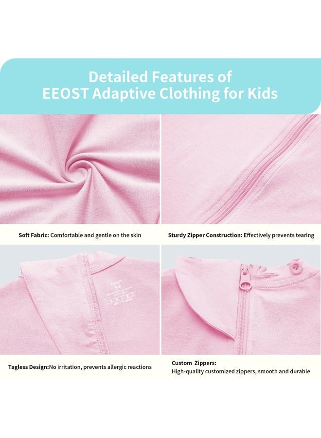 EEOST Adaptive Clothing for Kids Special Needs Autism Sensory Jumpsuit Anti-Strip Romper with Back Zipper Sizes 3-16 Years (Pink, 7-8 Years Old) - Image 4