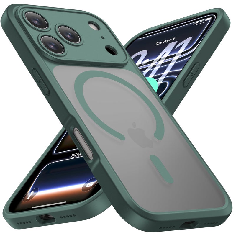 ImpactStrong Magnetic Guard Designed for iPhone 17 Pro Max Case [Camera Protection] [Military Grade Drop Tested] [Compatible with MagSafe] Slim Translucent Matte Phone Case (6.9") - Dark Green - Image 1