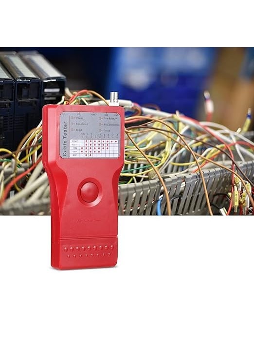 MESHIV Meshiv 5in1 MultiFunctional Network Cable Tester RJ45 RJ11 USB BNC IEEE 1394 USB BNC Lan Crimping tool Cable Tester Phone Line with Remote Unit Cable Tester Red  - Image 2