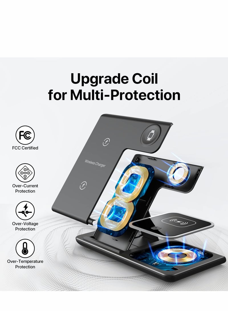 Excefore Wireless Charger, 3 in 1 Charging Station, Fast Charger Stand for iPhone 14, 13, 12, 11, Pro, Max, XS, XR, X, 8/Plus - Image 2