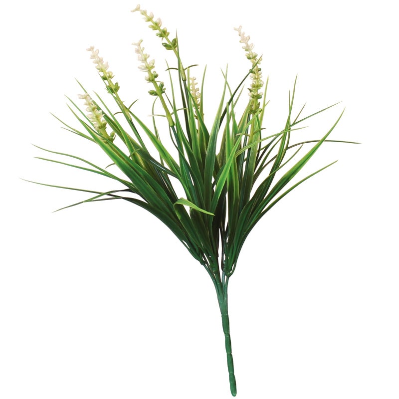 alyptus Outdoor Artificial Flowers 12 Bundles Plastic Plants Faux White Flower Fake Monkey Grass for Planters DÃ©cor Outside (White) - Image 2