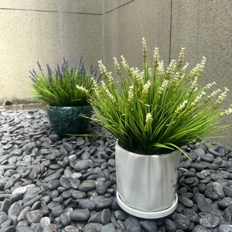 alyptus Outdoor Artificial Flowers 12 Bundles Plastic Plants Faux White Flower Fake Monkey Grass for Planters DÃ©cor Outside (White) - Image 5