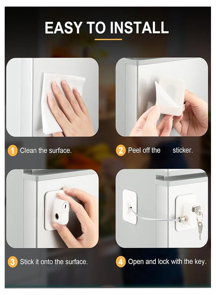 Fridge Lock, 1 Pack Refrigerator Lock with Keys Child Proof Fridge Door Lock Freezer Door Lock and Child Safety Cabinet Locks for Cabinets Drawers Refrigerator Oven Toilet - Image 4