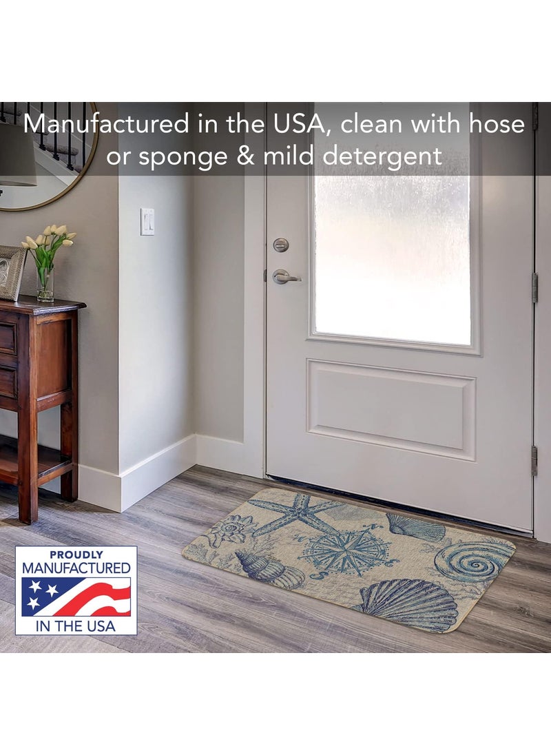 Counterart Counterart Coastal Sketch Decorative IndoorOutdoor Natural Linen Look Floor Mat with Recycled Rubber Back Manufactured in The USA 295 x 1775  - Image 4