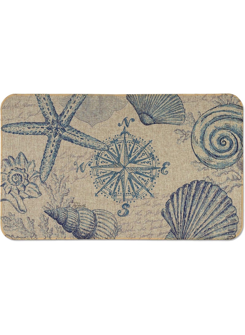Counterart Counterart Coastal Sketch Decorative IndoorOutdoor Natural Linen Look Floor Mat with Recycled Rubber Back Manufactured in The USA 295 x 1775  - Image 1