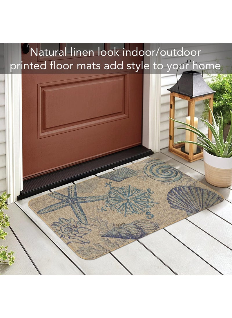 Counterart Counterart Coastal Sketch Decorative IndoorOutdoor Natural Linen Look Floor Mat with Recycled Rubber Back Manufactured in The USA 295 x 1775  - Image 2