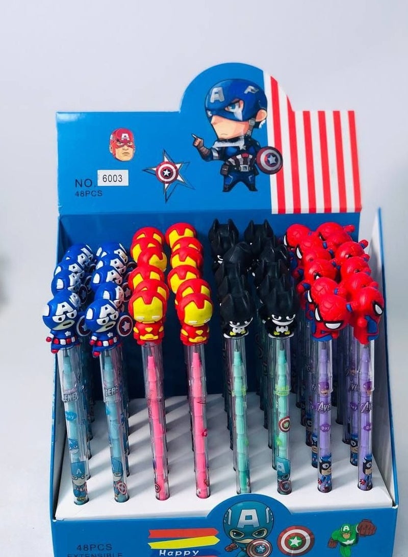 استاند اقلام الرصاص قلم سنون كرتوني الشكل المجسم 11 سن  بغطاء    الخامة النظيفة جدا الاستاند : ٤٨ قلم - Image 1