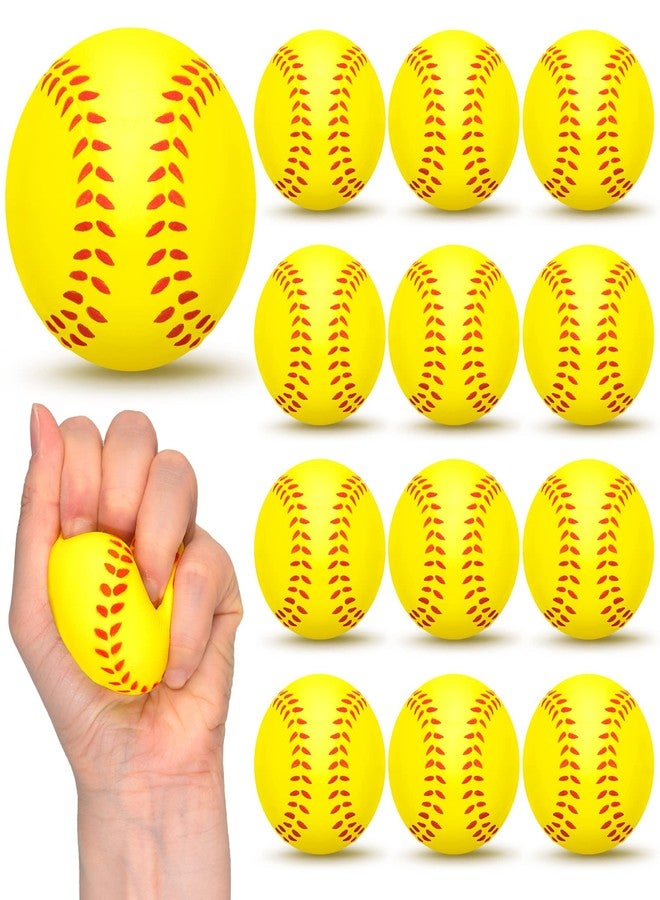 Minatee 12 Pieces Mini Softball Stress Balls, Softball Foam Sports Balls Small Squeeze Anxiety Bulk Toy Ball for Kids Softballs Birthday Party, School Carnival Party Supplies - Image 1