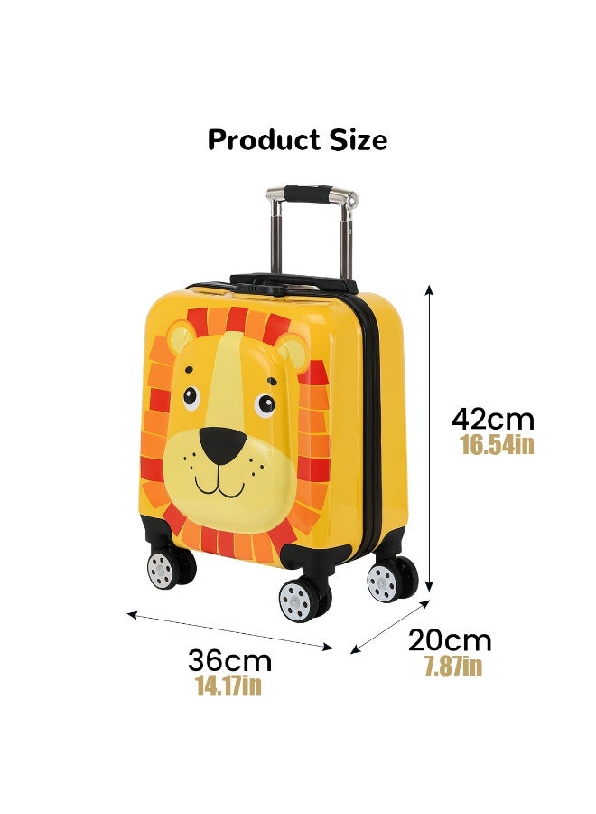 VUCATIN حقيبة سفر للأطفال، حقيبة سفر خفيفة الوزن بعجلات عالمية، حقيبة سفر صلبة بقفل رقمي، مناسبة للأولاد والبنات (أسد) - Image 5
