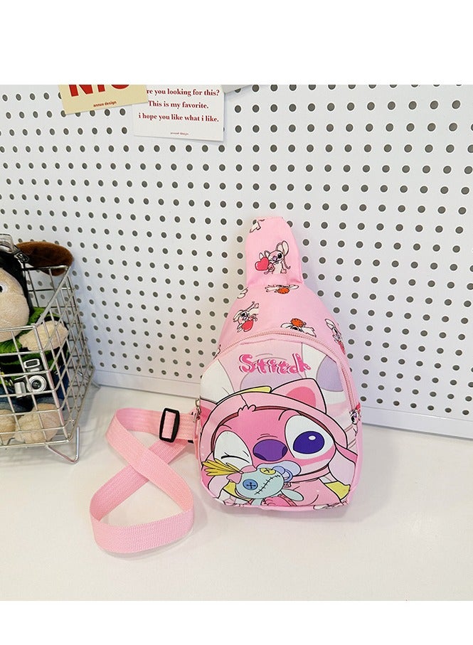 STITCH Pink Stitch Pattern Children's Sweat-Proof & Secure Crossbody Bag - Lightweight Cartoon Print Mini Waist Pack, Sport Chest Bag for Kids - Image 4