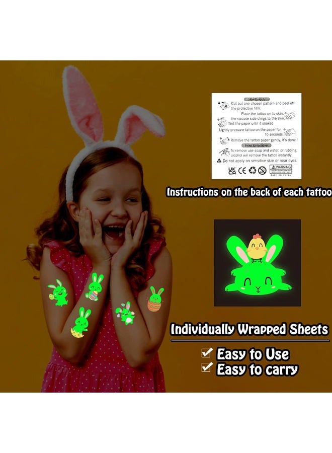 Partywind Luminous Easter Party Decorations, 24 Individually Wrapped Sheets Temporary Tattoos for Kids Easter Basket Stuffers, Easter Tattoo Stickers for Party Supplies Gifts - Image 2