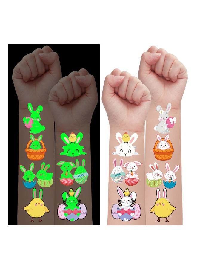Partywind Luminous Easter Party Decorations, 24 Individually Wrapped Sheets Temporary Tattoos for Kids Easter Basket Stuffers, Easter Tattoo Stickers for Party Supplies Gifts - Image 1