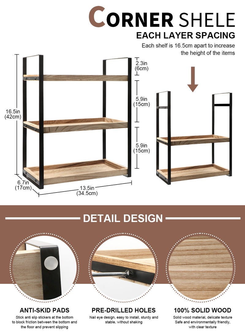 HomarKet 3-Tier Countertop Organizer for Bathroom Counter Stylish Wood Bathroom Vanity Organizer Shelf Storage - The Perfect Addition to Your Bathroom Counter Decor  - Image 4