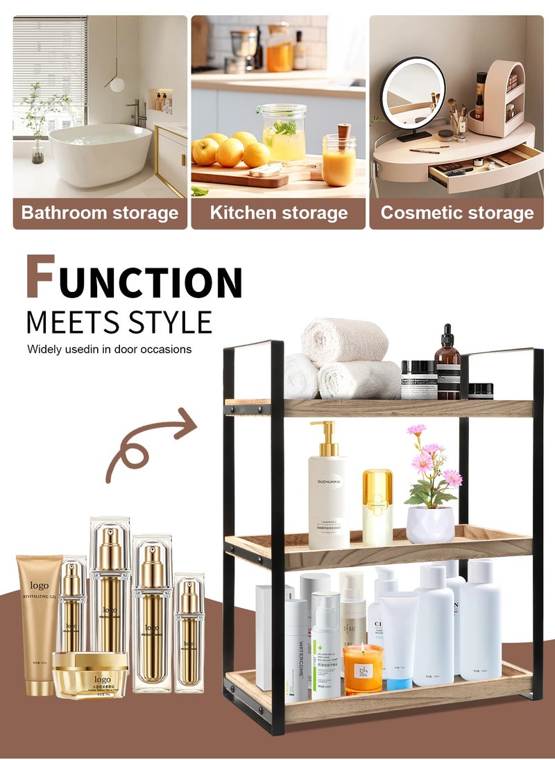 HomarKet 3-Tier Countertop Organizer for Bathroom Counter Stylish Wood Bathroom Vanity Organizer Shelf Storage - The Perfect Addition to Your Bathroom Counter Decor  - Image 2
