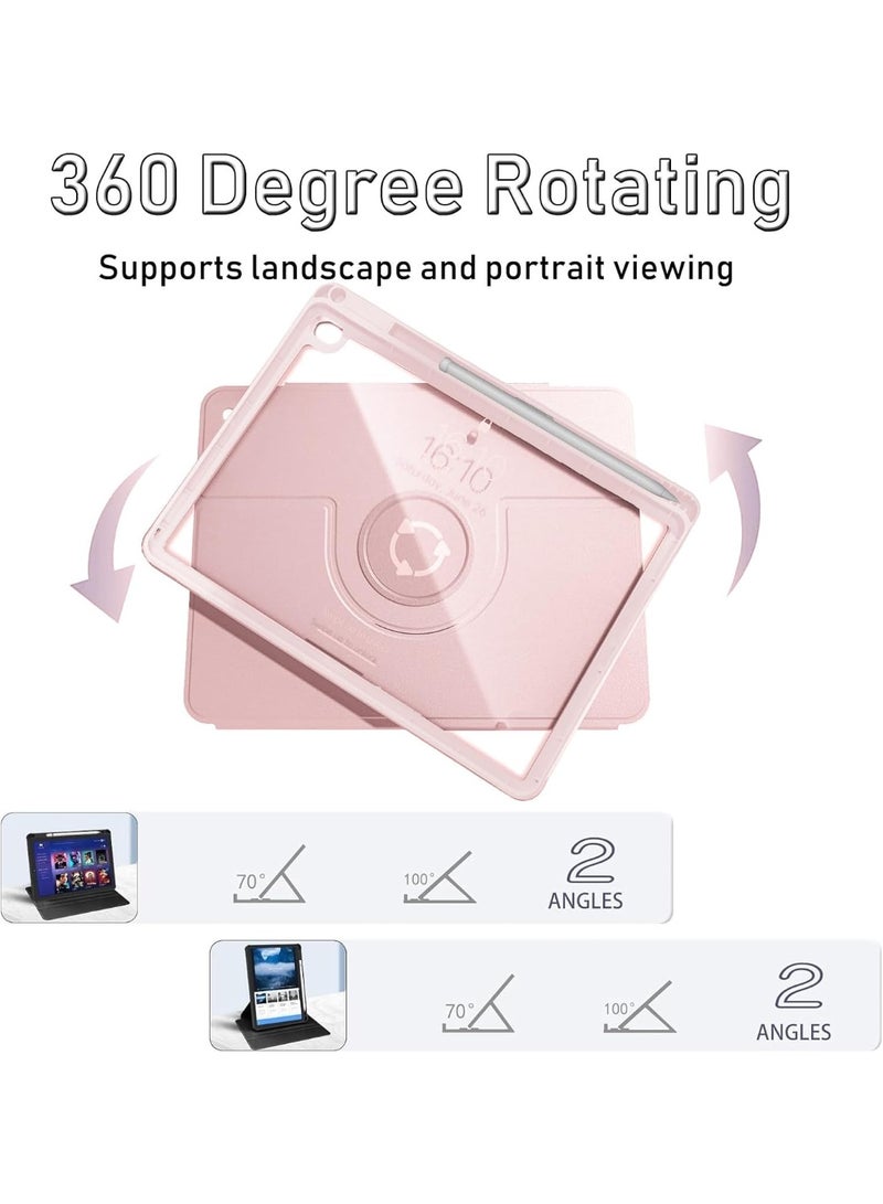 يويو تيك جراب دوار 360 درجة لأجهزة iPad 9 (الجيل التاسع) 2021، وiPad 8 (الجيل الثامن) 2020، وiPad 7 (الجيل السابع) 2019، مقاس 10.2 بوصة، مزود بحامل وزوايا عرض متعددة، وحامل قلم، وغطاء خلفي - أزرق - Image 5