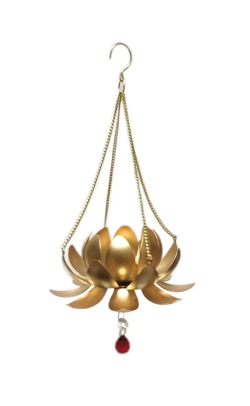 Option Gallery Metal Tea Light Candle Holder Hanging Lotus Pack of 2 - Image 4