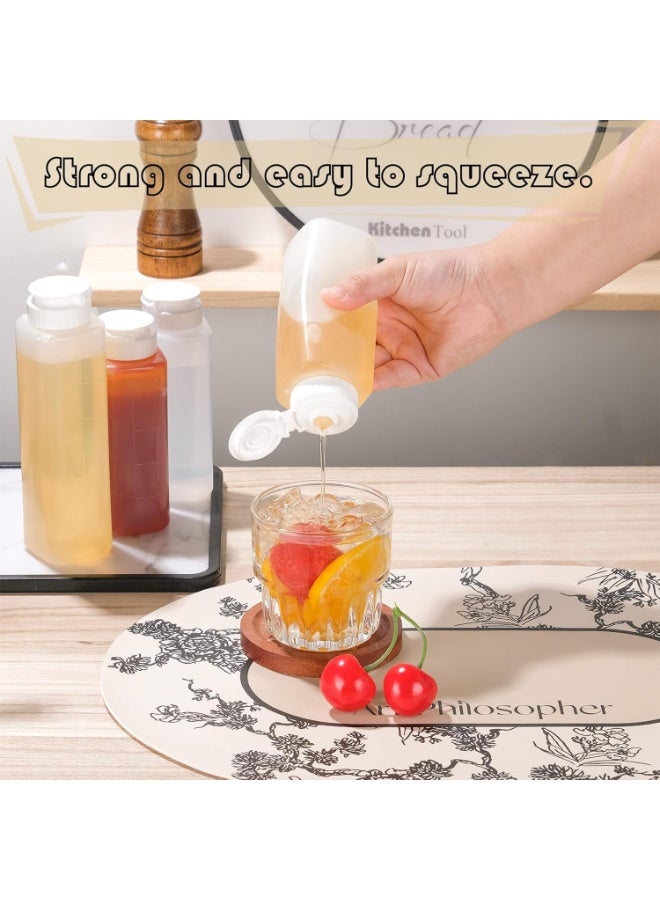 كيلا 6 عبوات زجاجات ضغط التوابل مع صمام سيليكون مقلوب من السيليكون، صلصة حارة مقلوبة، تتبيلة سلطة، عسل، زيت، موزعات شراب، مانعة للتسرب وقابلة لإعادة الاستخدام (200 مل) - Image 4