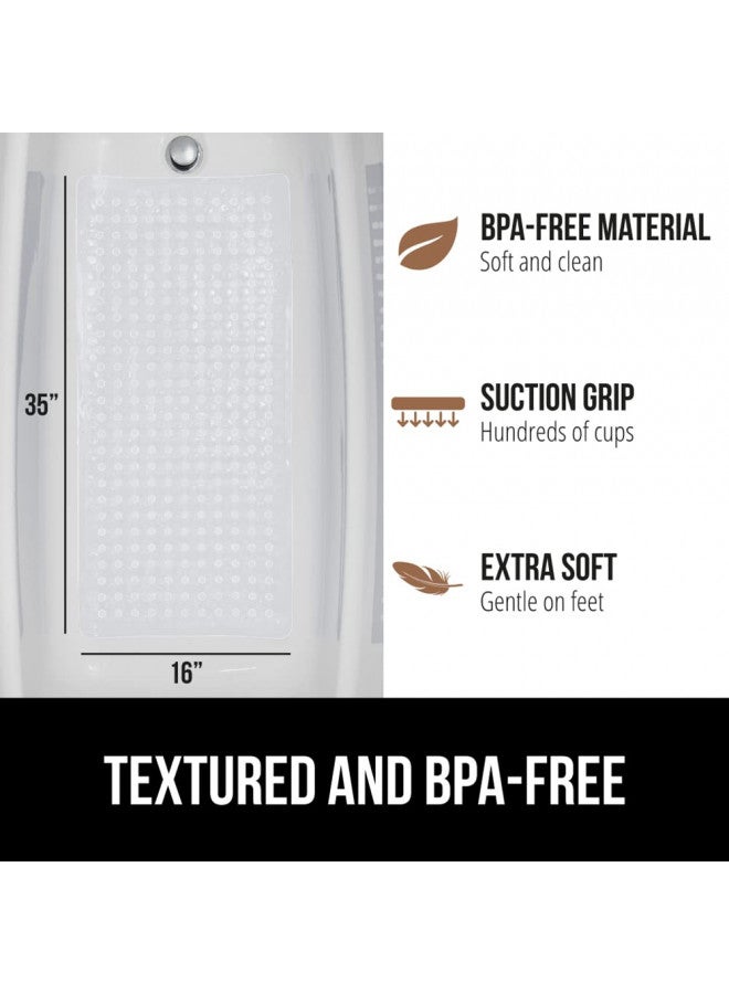 Gorilla Grip Gorilla Grip Patented Bath Tub Shower Mat, 2 Pack, 35"x16" Washable Bathtub Floor Mats, Suction Cups and Drain Holes to Keep Tubs Clean, Clear  - Image 4