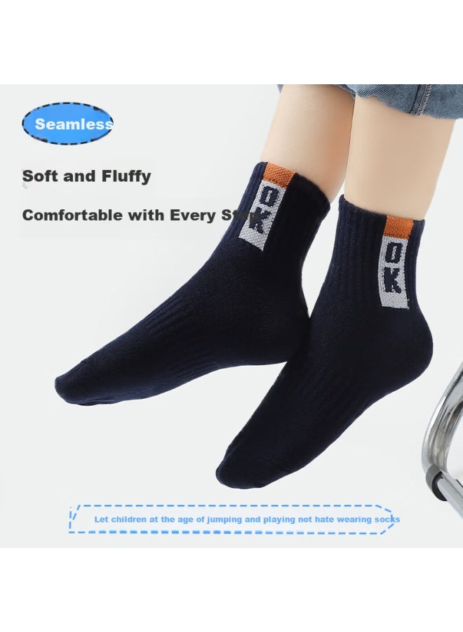 LANG SHA Langsha Boys' Cotton Socks Spring Summer High Tube Elastic Comfortable Soft Letter Sports Trendy Socks - Image 2