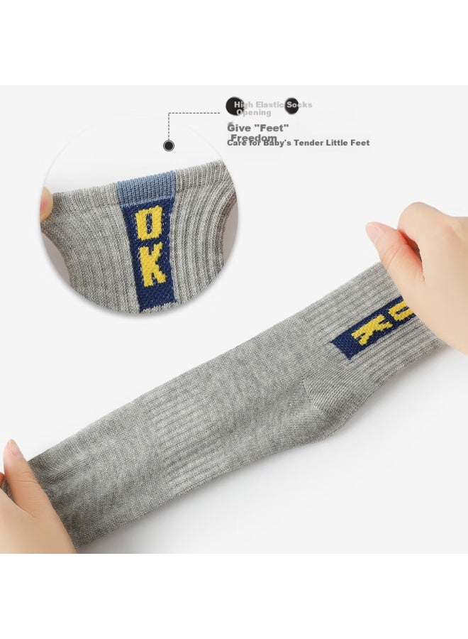 LANG SHA Langsha Boys' Cotton Socks Spring Summer High Tube Elastic Comfortable Soft Letter Sports Trendy Socks - Image 3