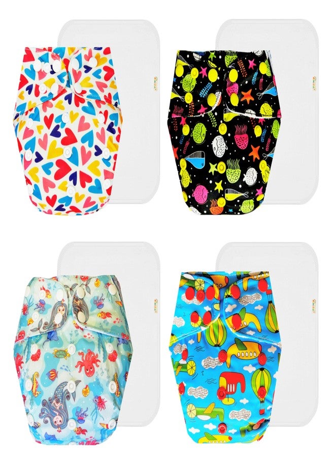 Dumbledo Premium Cloth Diaper with Cotton Insert (Pack of 4) | Snug Fit | Leakproof | Quick Dry | Everyday Diapering Essential | 3 Months - 3 Years | Unisex Baby - Image 1