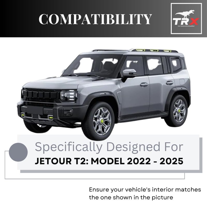  تي ار اكس اوتو منظم لوحة القيادة المركزية TRX AUTO لسيارة جيتور T2 (2022-2025) | منظم لوحة القيادة مانع للانزلاق بمقاس مخصص | صينية لوحة القيادة مع بساط مطاطي مانع للانزلاق | ملحقات داخلية لسيارة جيتور T2 - Image 5