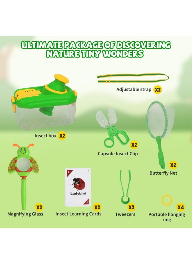 QuadPro - Bug Catcher Kit For Kids - 2 Sets, Bug Catching Kit Includes Butterfly Net, Tweezers, Insect Clamp, Magnifying Glass & Learning Cards, Outdoor Toys For Children Ages 3-8 (Special Edition) - Image 1