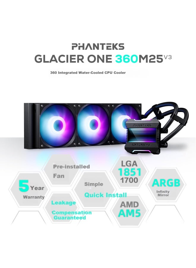 Phanteks Glacier M25 Black 360 V3 All-in-one Cpu Liquid Cooler - Image 1