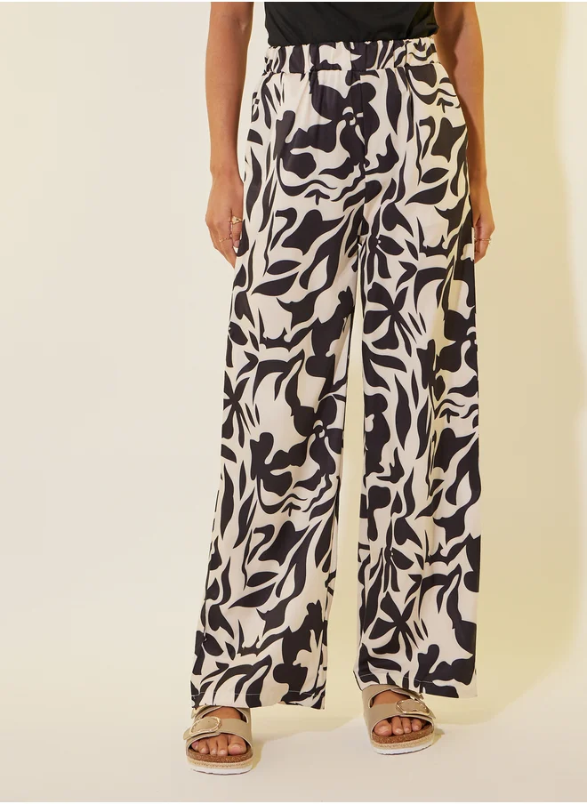تايك تو Abstract Printed Elasticated Waistband Loose Fit Pants