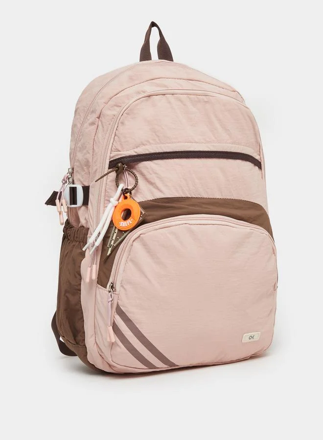 Women Pink Contrast Drop Backpack