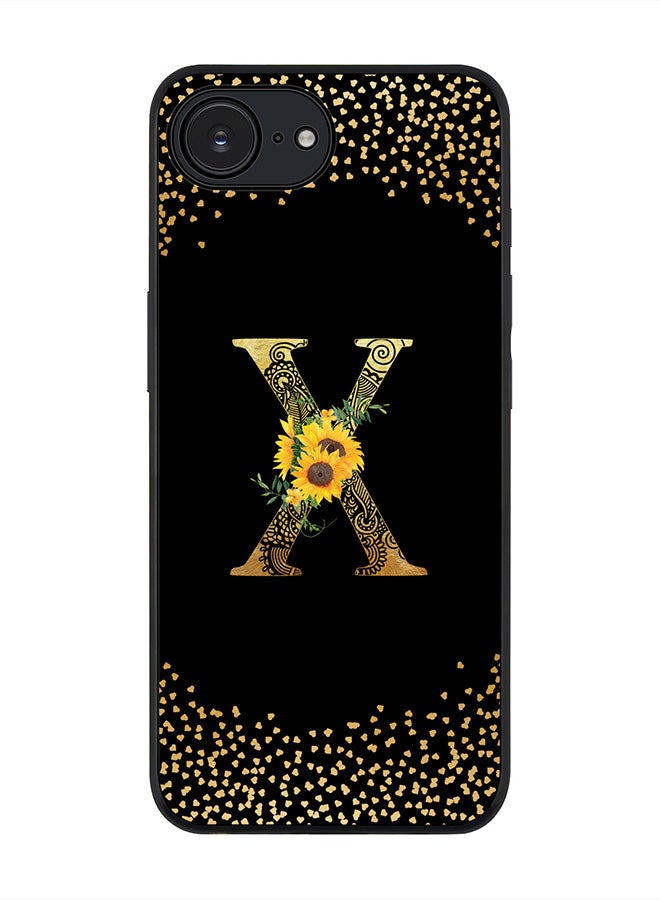 Stylizedd For Apple iPhone 16e Case,Slim fit Camera Protection, Shockproof Thin Phone cover  - Custom Floral Monogram - X ( Black ) - Image 1