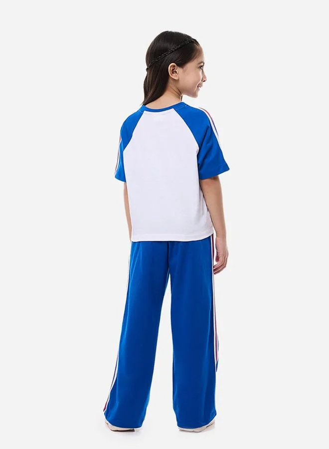 victor and jane Victor and Jane Slogan Print Knit Crop Top and Wide-Leg Pants Set