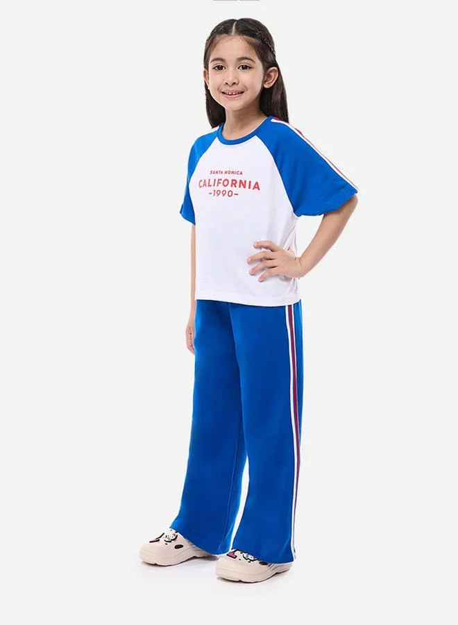 victor and jane Victor and Jane Slogan Print Knit Crop Top and Wide-Leg Pants Set