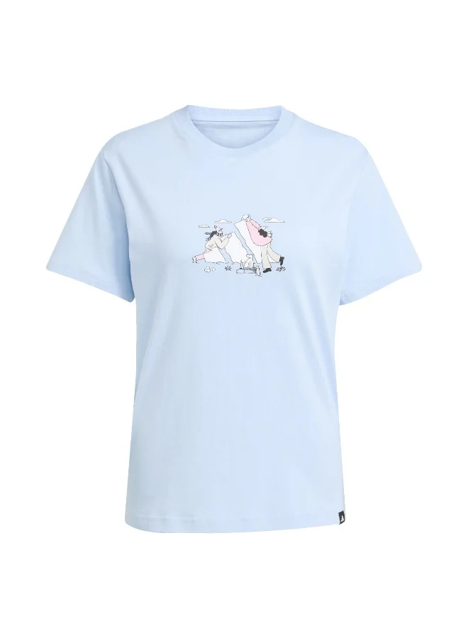 adidas Adidas W Ddl T Blue Graphic Tee (Short Sleeve) T-Shirts For Women
