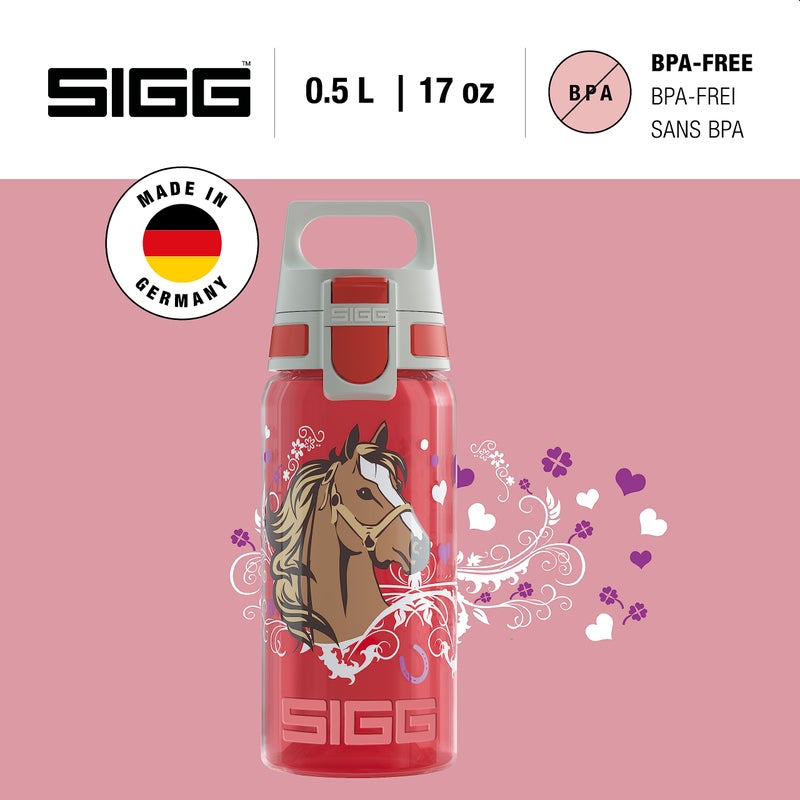 SIGG - Kids Water Bottle - Viva One Horses - Suitable For Carbonated Beverages - Leakproof - Dishwasher Safe - BPA Free - Sports & Bike - Red - 17 Oz - Image 2