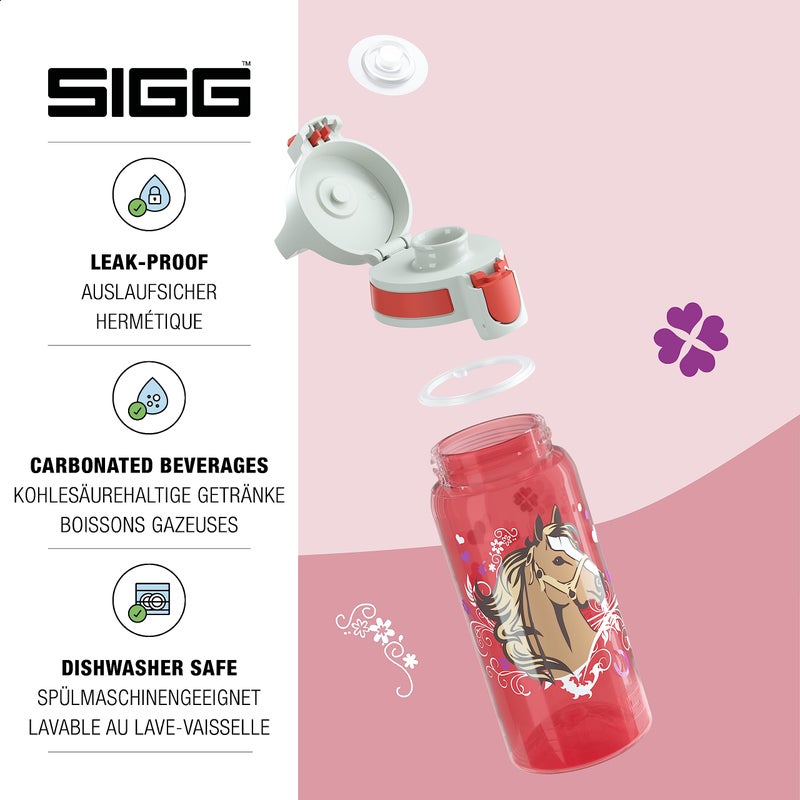 SIGG - Kids Water Bottle - Viva One Horses - Suitable For Carbonated Beverages - Leakproof - Dishwasher Safe - BPA Free - Sports & Bike - Red - 17 Oz - Image 3