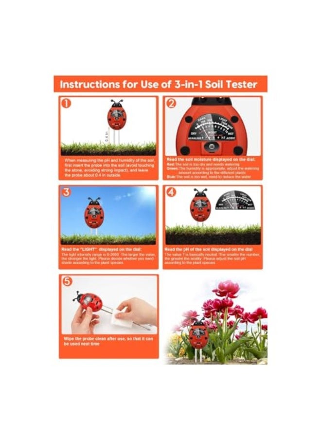 Generic Soil Tester Kit, 3-in-1 Soil Tester with Moisture Meter, Measures Soil Moisture, Light, and pH Levels, Plant Moisture Meter for Indoor and Outdoor Use, Ideal for Gardening and Potted Plants  - Image 3