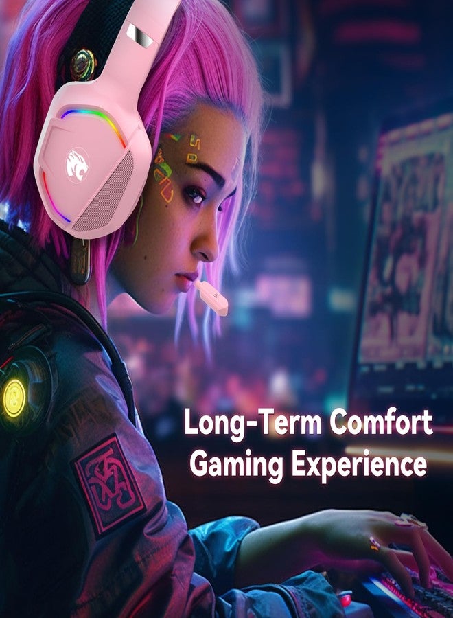 IMYB Gaming Headset with Microphone for Pc, Xbox One Series X/s, Ps4, Ps5, Switch, Stereo Wired Noise Cancelling Over-Ear Headphones with Mic, RGB, for Computer, Laptop, Mac, Nintendo, Gamer (Pink) - Image 4