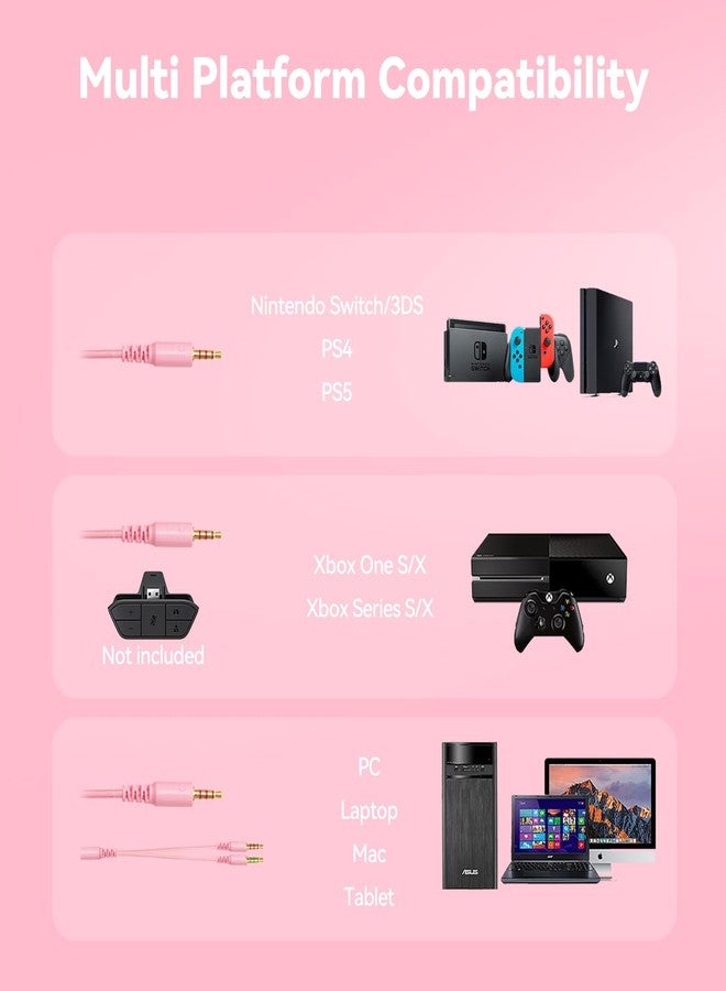 IMYB Gaming Headset with Microphone for Pc, Xbox One Series X/s, Ps4, Ps5, Switch, Stereo Wired Noise Cancelling Over-Ear Headphones with Mic, RGB, for Computer, Laptop, Mac, Nintendo, Gamer (Pink) - Image 5